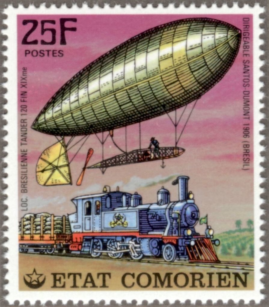 Santos-Dumont Airship and Brazilian Locomotive