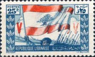 Soldiers and Flag with V (Victory) - 25 piastre