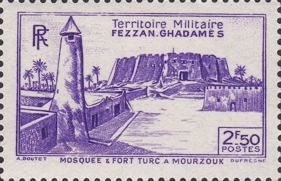 Mosque and Turkish Fort at Murzuk - 2.5  franc