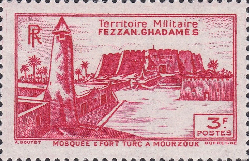 Mosque and Turkish Fort at Murzuk - 3  franc