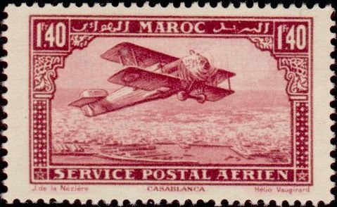 Biplane over Casablanca- 1.4 franc