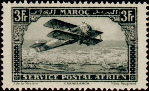 Biplane over Casablanca- 3 franc