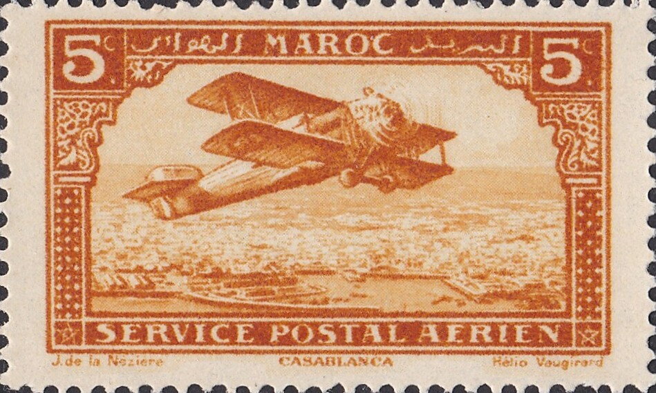 Biplane over Casablanca-  5 centime