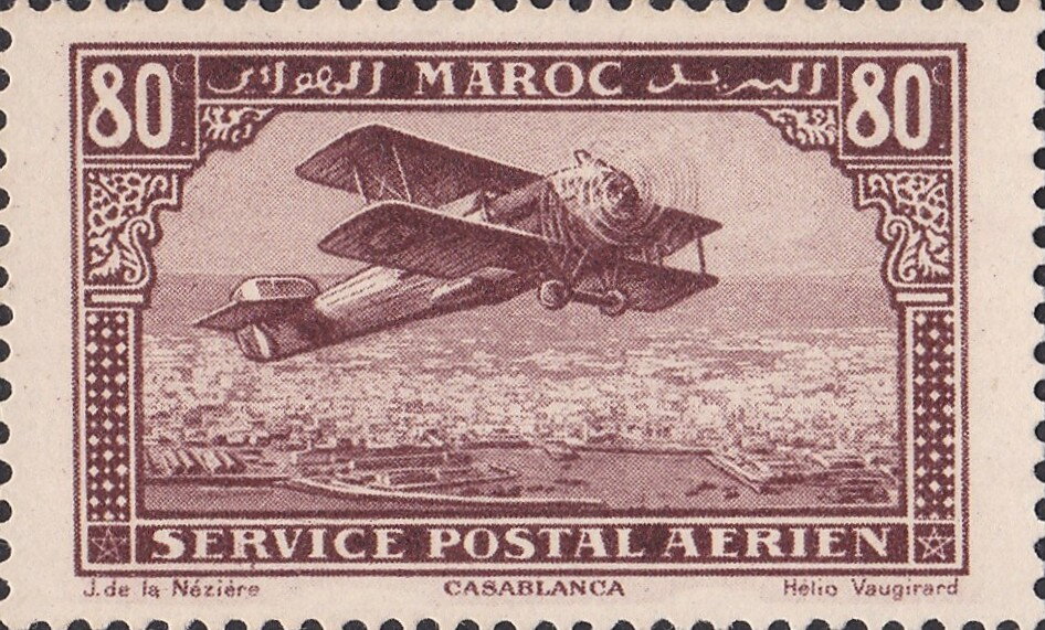 Biplane over Casablanca- 80 centime