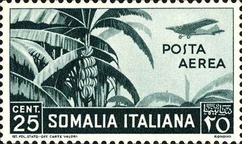 Development of aviation and air mail services - 25 centesimo