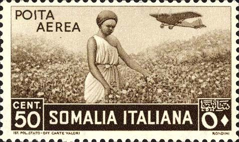 Development of aviation and air mail services - 50 centesimo