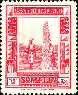 Somali Man and Termite Mound - 2 lira