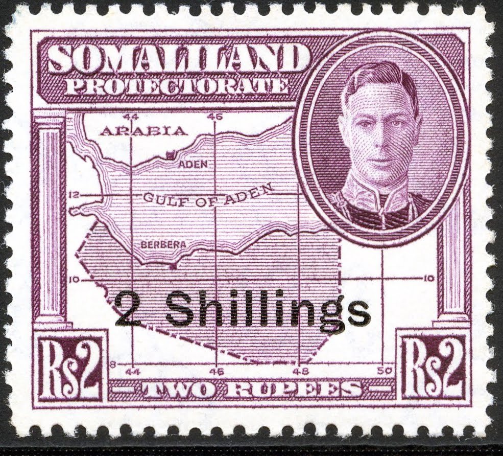    King George VI - map of British Somaliland  - 2 shilling