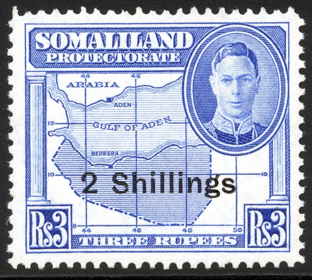     King George VI - map of British Somaliland  - 2 shilling