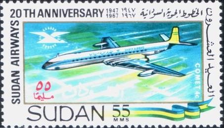 20th Anniversary of Sudan Airways (1947-1967) – de Havilland Comet 4C