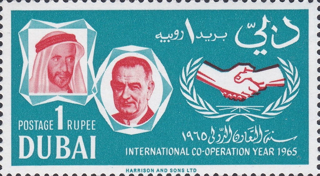 International Cooperation Year (1965) – Sheikh Rashid and President Lyndon B. Johnson
